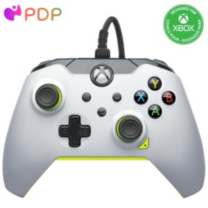 pdp wired xbox game controller - xbox series x|s/xbox one, dual vibration gamepad, app supported - electric white/yellow