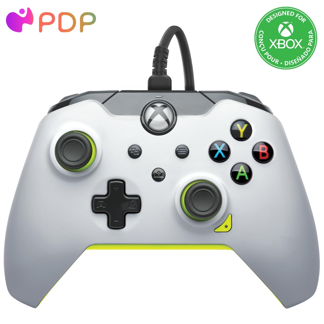 PDP Wired Xbox Game Controller - Xbox Series X|S/Xbox One, Dual Vibration Gamepad, App Supported - Electric White/Yellow