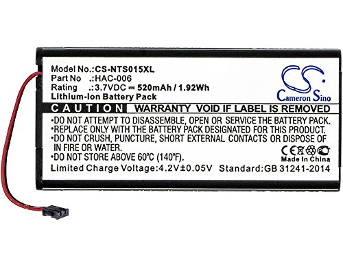 NCNDB Battery Replacement for HAC-006, HAC-BPJPA-C0 HAC-015, HAC-016, HAC-A-JCL-C0, HAC-A-JCR-C0, Switch Controller 520mAh