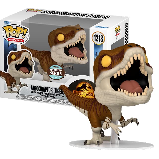 POP Jurassic World Dominion - Atrociraptor (Tiger) #1218 Specialty Series Funko Vinyl Figure (Bundled with Compatible Box Protector Case), Multicolor, 3.75 inches