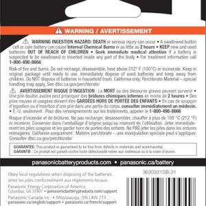 Panasonic CR2032 3.0 Volt Long Lasting Lithium Coin Cell Batteries in Child Resistant, Standards Based Packaging, 1-Battery Pack