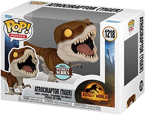 POP Jurassic World Dominion - Atrociraptor (Tiger) #1218 Specialty Series Funko Vinyl Figure (Bundled with Compatible Box Protector Case), Multicolor, 3.75 inches