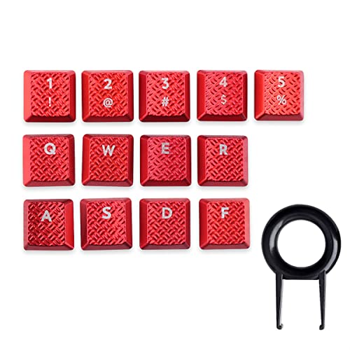 HUYUN Texture Tactility Backlit 13 keycaps Replacement for GL Tactile Switch Logit G813/G815/G913/G915 TKL RGB Mechanical Gaming Keyboard (Red 13keys)