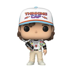 POP [Stranger Things - Dustin Henderson Season 4 Funko Vinyl Figure (Bundled with Compatible Box Protector Case), Multicolor, 3.75 inches