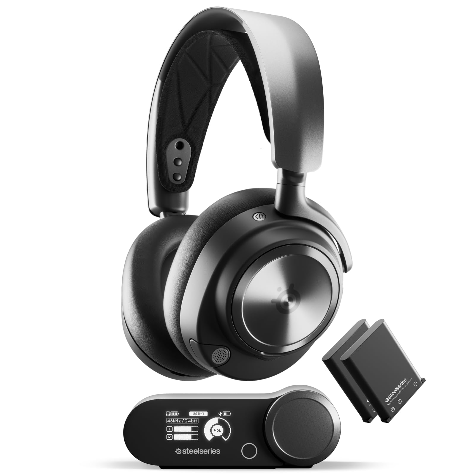 SteelSeries Arctis Nova Pro Wireless Multi-System Gaming Headset - Premium Hi-Fi Drivers - Active Noise Cancellation - Infinity Power System - ClearCast Gen 2 Mic (Renewed)