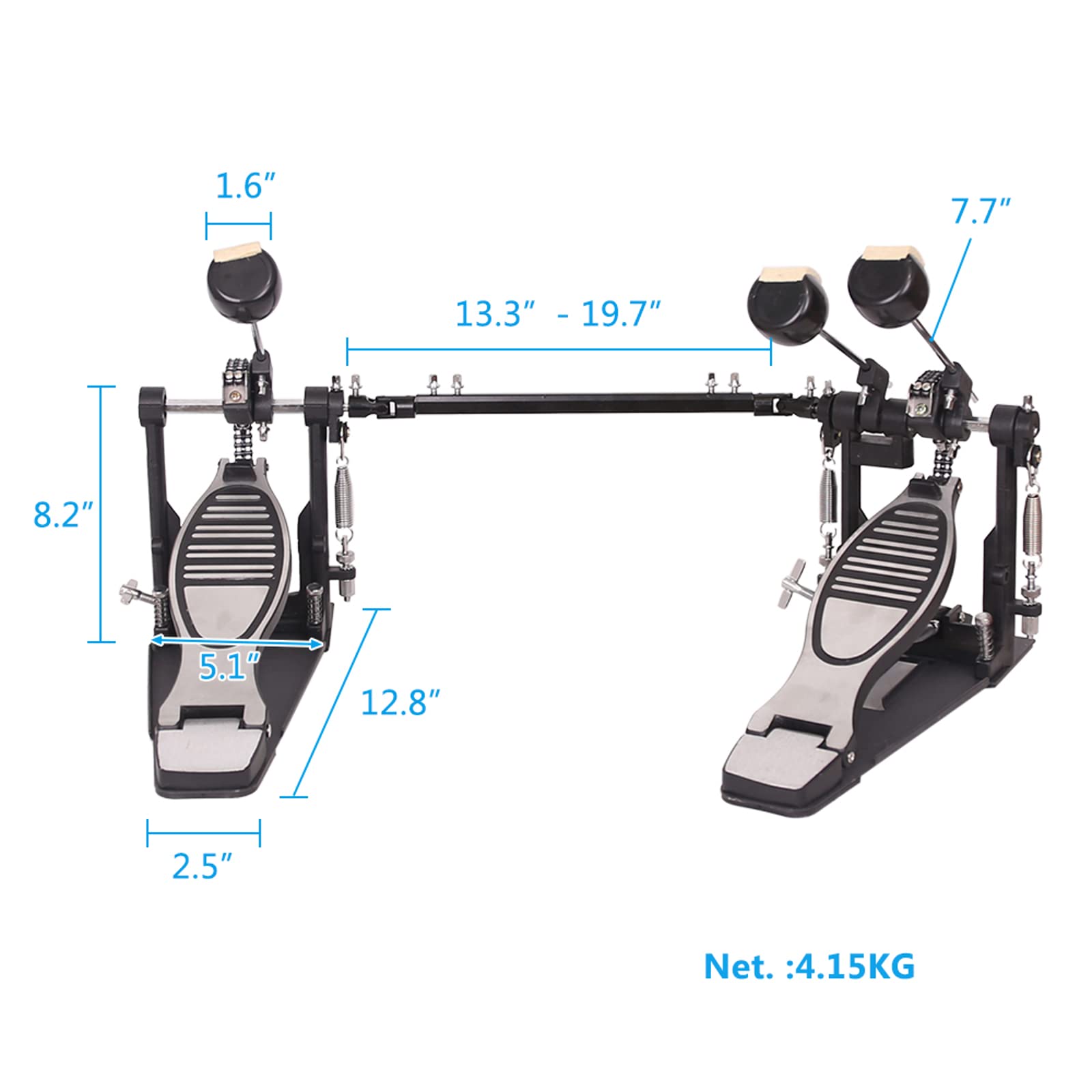 Ktaxon Double Bass Drum Pedals, Double Chain Drum Step on Hammer for Drum Set and Electronic Drums