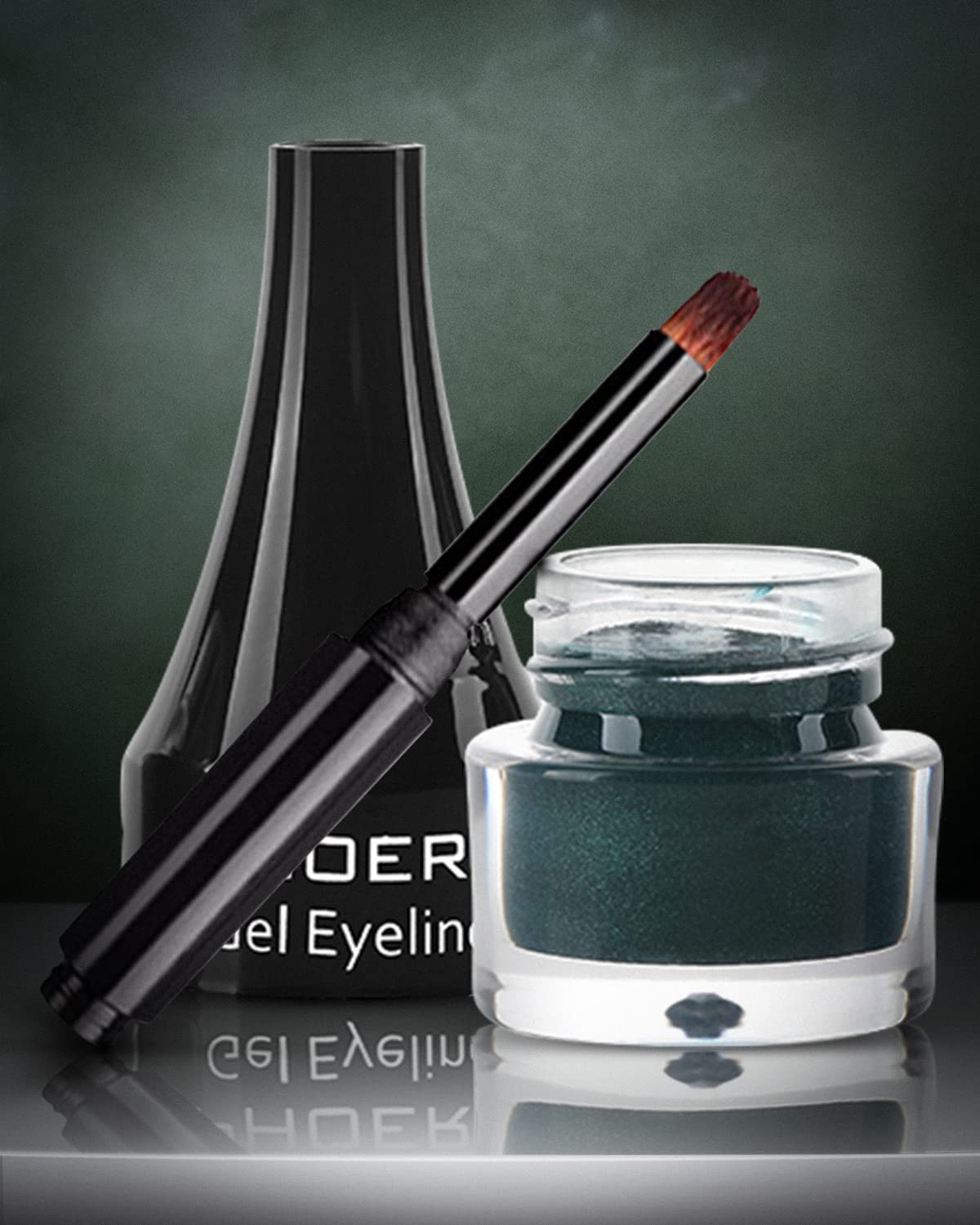 Go Ho Green Gel Eyeliner Pot,Matte Green Eyeliner Makeup,Smooth Highly Pigmented Long Lasting Gel Eyeliner with Brush,Eye Liner Gel Pot for Women,207 Green