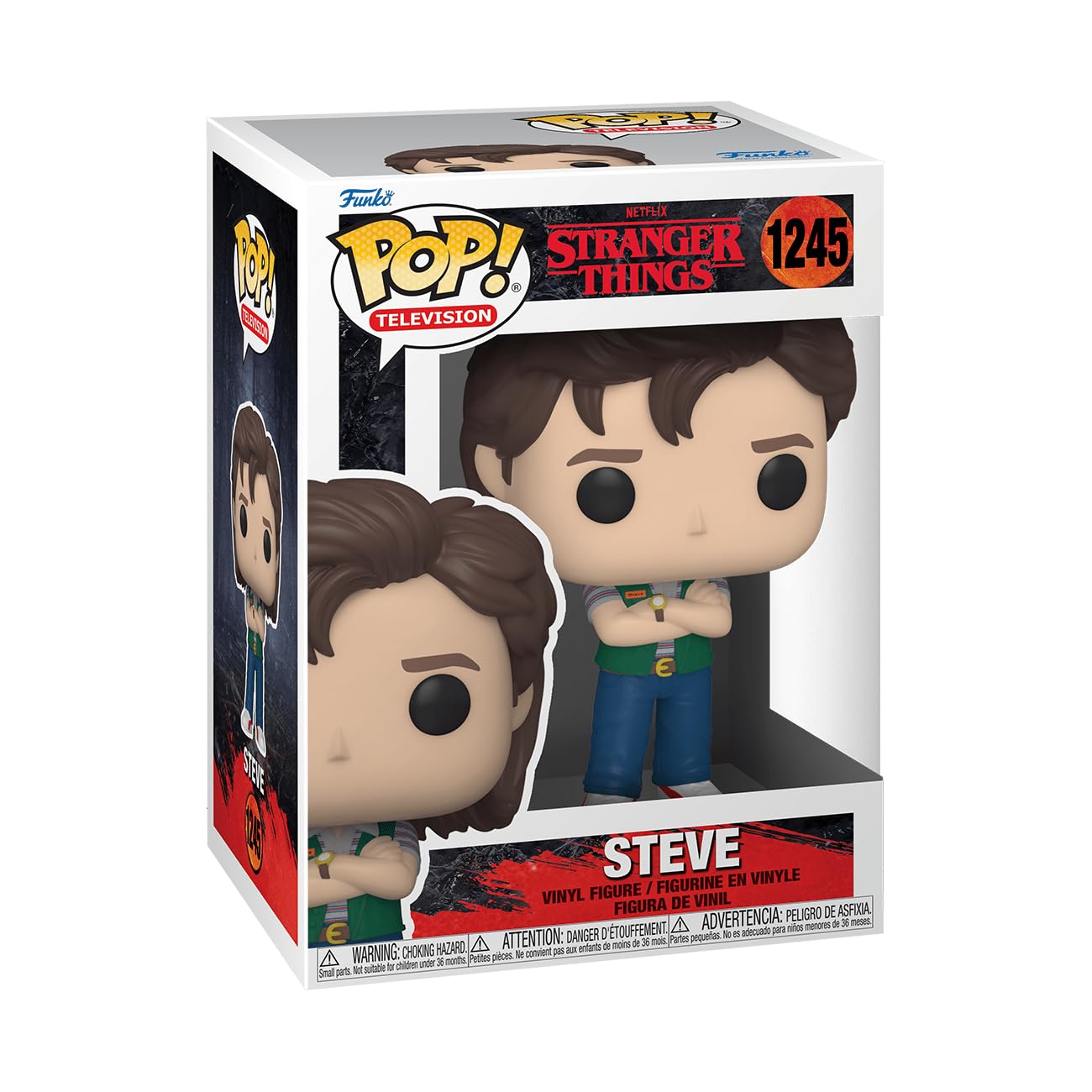 POP [Stranger Things - Steve Harrington [Season 4] Video Store Outfit Funko Vinyl Figure (Bundled with Compatible Box Protector Case), Multicolor, 3.75 inches