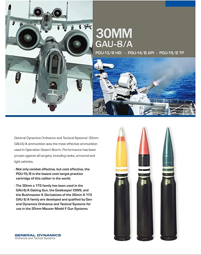 General Dynamics APFSDS-T Model Round with Real 30mm Shell Casing, 30mm Round