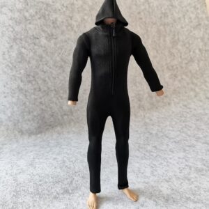 SSbeauty M 1/6 Scale Male Female Figure Hoodie Clothes Long Sleeved Bodysuit Undercoat Jumpsuit Cloth for 12'' Action Figure Clothes (Black)