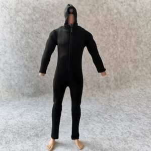 ssbeauty m 1/6 scale male female figure hoodie clothes long sleeved bodysuit undercoat jumpsuit cloth for 12'' action figure clothes (black)