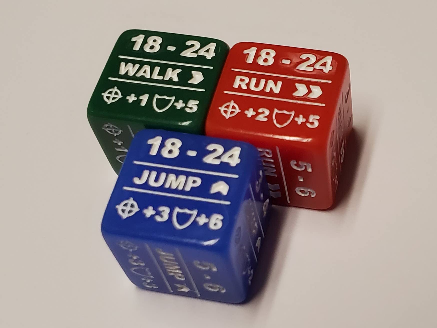 15x Battletech Movement Dice/Color Coded Walk Run Jump Movement Modifier Dice