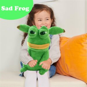 ELAINREN Sleepy Frog Plush Cute Toy Creative Frog Stuffed Animals Green Frog Plushie- Hug and Cuddle with Squishy Fabric and Stuffing -Cute Frog Dolls Gift,9.8''