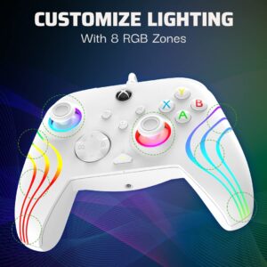 PDP Gaming Afterglow™ Wave Enhanced Wired Controller for Xbox Series X|S, Xbox One and Windows 10/11 PC, advanced gamepad video game controller, Officially Licensed by Microsoft for Xbox, White