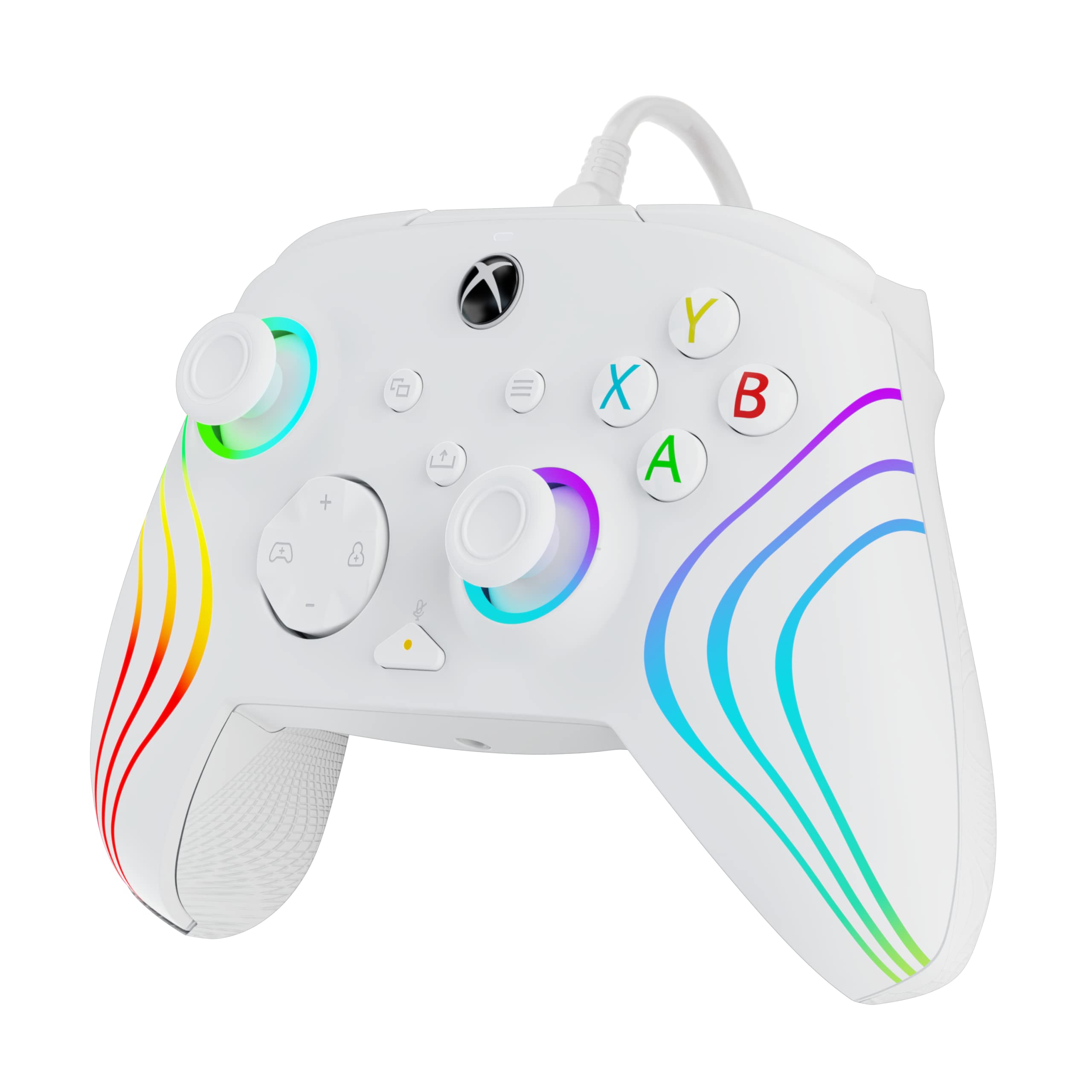 PDP Gaming Afterglow™ Wave Enhanced Wired Controller for Xbox Series X|S, Xbox One and Windows 10/11 PC, advanced gamepad video game controller, Officially Licensed by Microsoft for Xbox, White