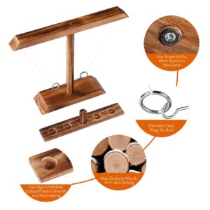 Dippyy Ring Toss Game for Adults - Wooden Ring Hook Tossing Game, Hook and Ring Game On a String, 2 Player Battle Ring Hook Game, Table Top Ring Swing Game for Outdoor, Party