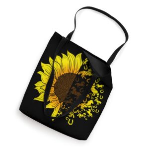 Sunflower Half Petals Horse Horseshoes Flower Equestrian Tote Bag