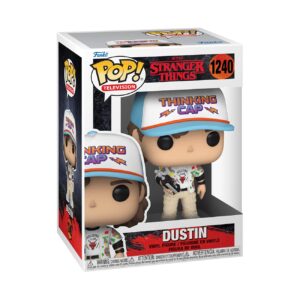 POP [Stranger Things - Dustin Henderson Season 4 Funko Vinyl Figure (Bundled with Compatible Box Protector Case), Multicolor, 3.75 inches