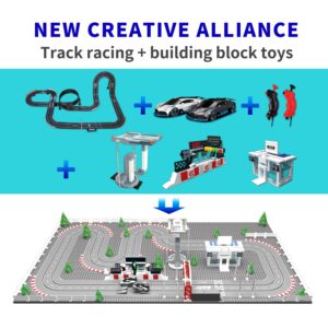 AGM MASTECH Mini Deluxe Block Building N Slot car Race Set GD-12 at 1:87 Scale