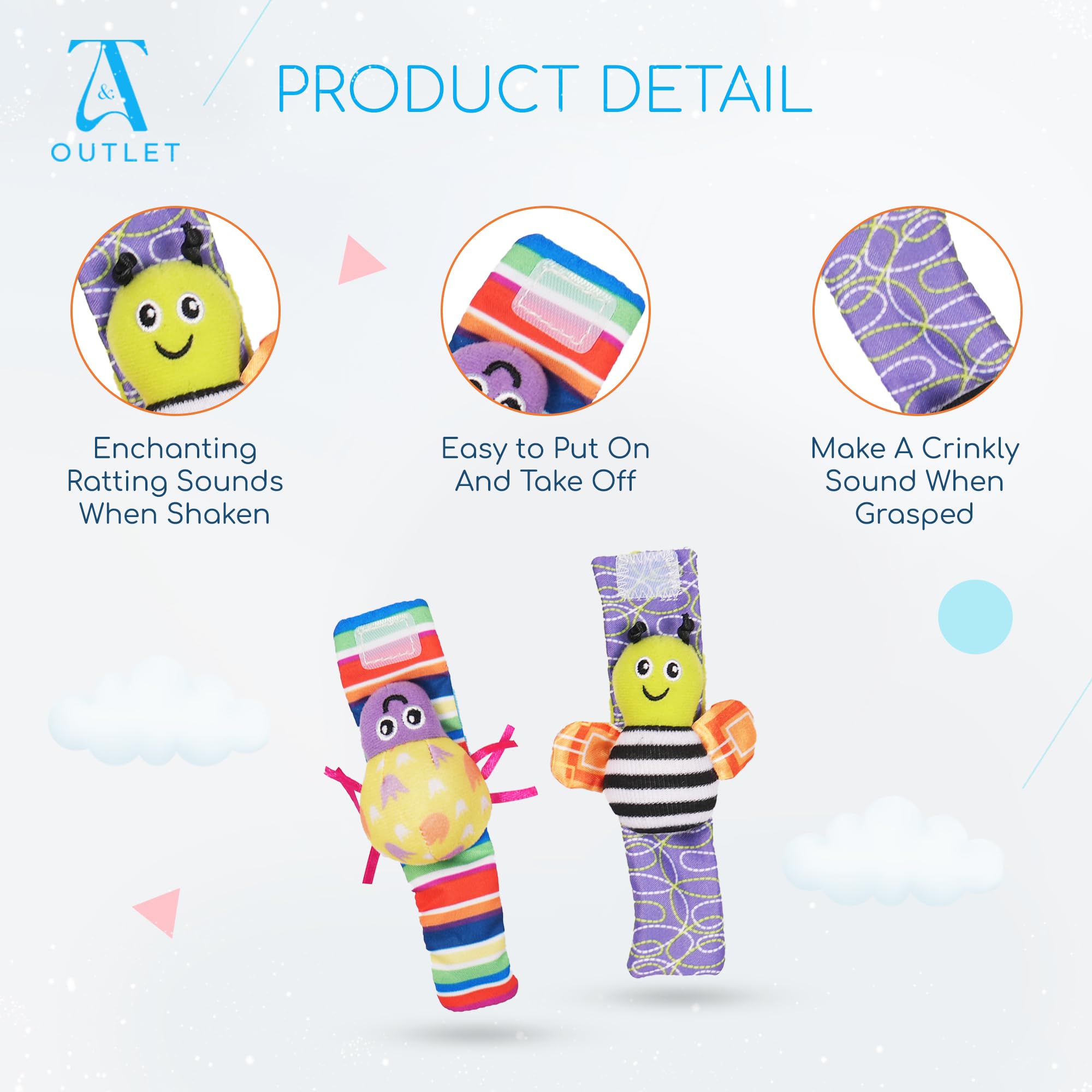 Baby Sensory Toys for Toddlers 1-3 T&A Outlet Socks Toys, Baby Stuff for Baby Boy Or Girl Gift- Infant Toys Bbay Toys 6-12 Months.4 Count (Pack of 1)