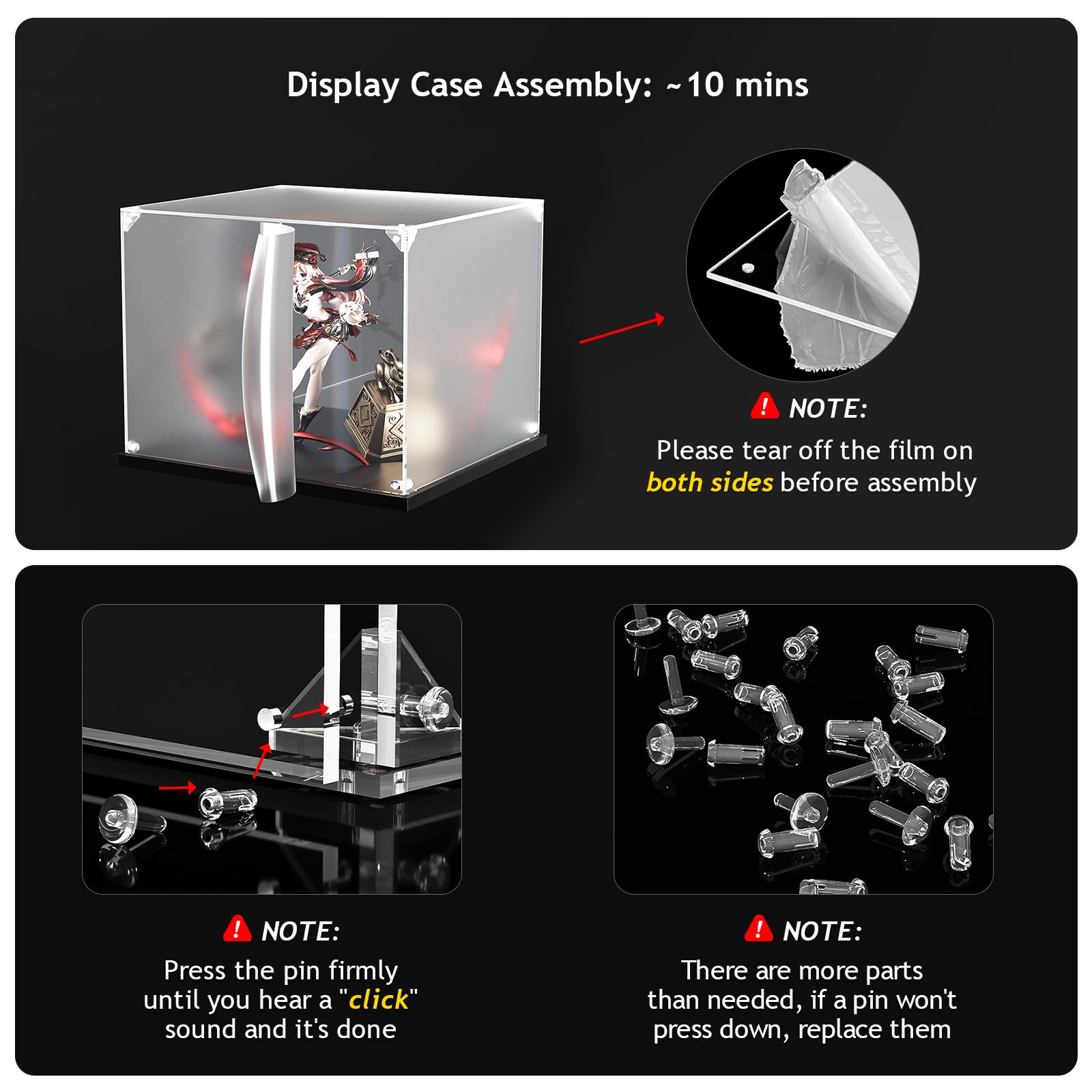 Acrylic Display Case for Collectibles Assemble Clear Acrylic Display Box for Lego Alternative Glass Case for Display Figures Doll Toys Home Storage(8x8x12 inch, 20x20x30 cm)