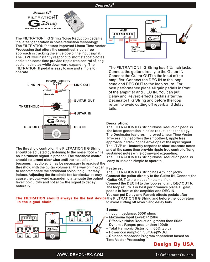 Demonfx G String Filtration II Noise Reduction for Effects Loop/Signal Chains