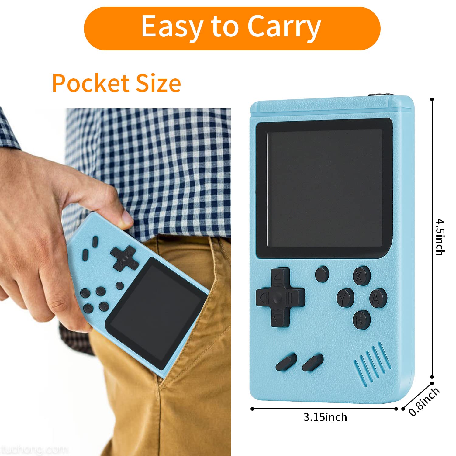 Handheld Game Console, 500 Classic FC Retro Game with 3.0" LCD Screen, Portable Video Games, 1200mAh Rechargeable Battery, Support to Connect TV & 2 Players