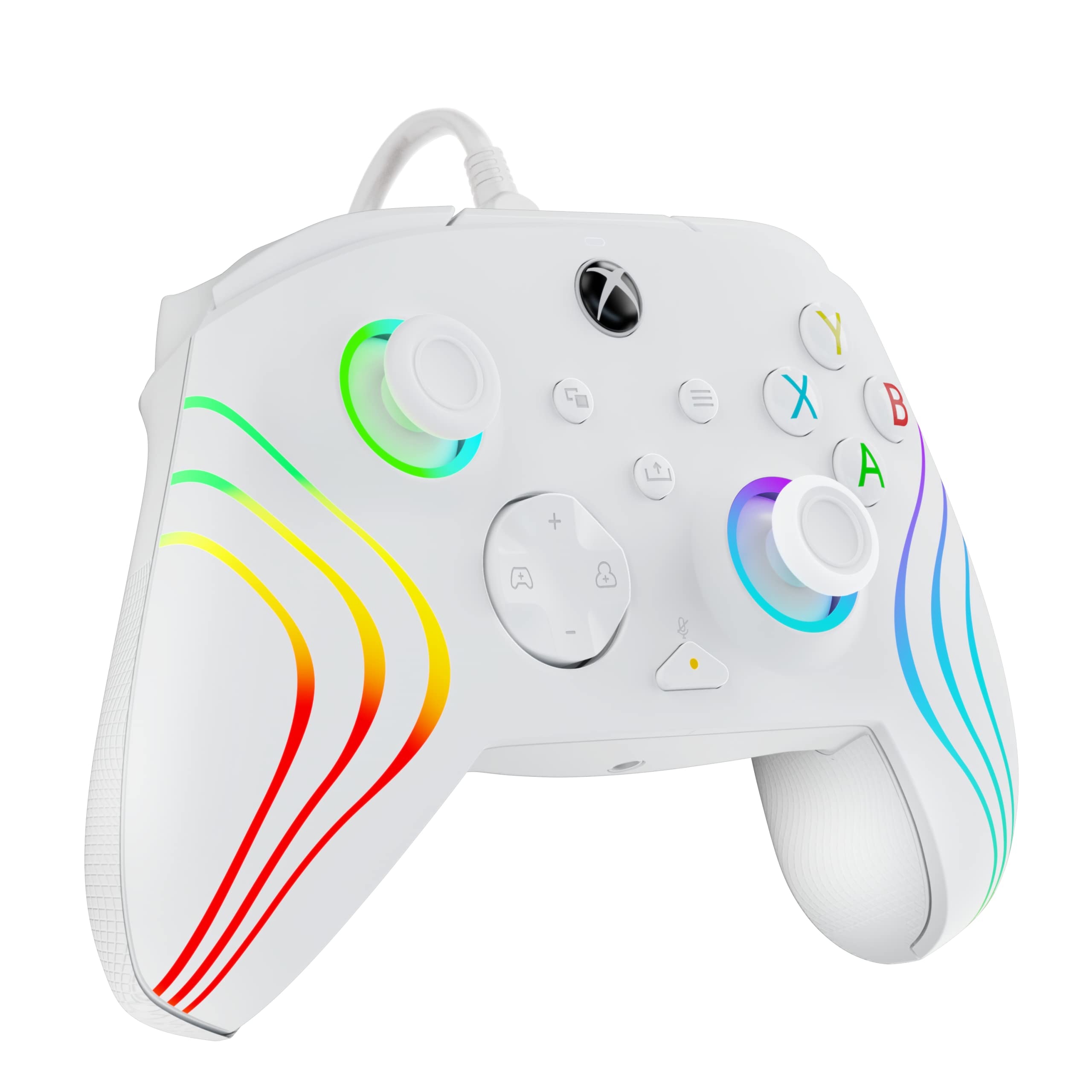 PDP Gaming Afterglow™ Wave Enhanced Wired Controller for Xbox Series X|S, Xbox One and Windows 10/11 PC, advanced gamepad video game controller, Officially Licensed by Microsoft for Xbox, White