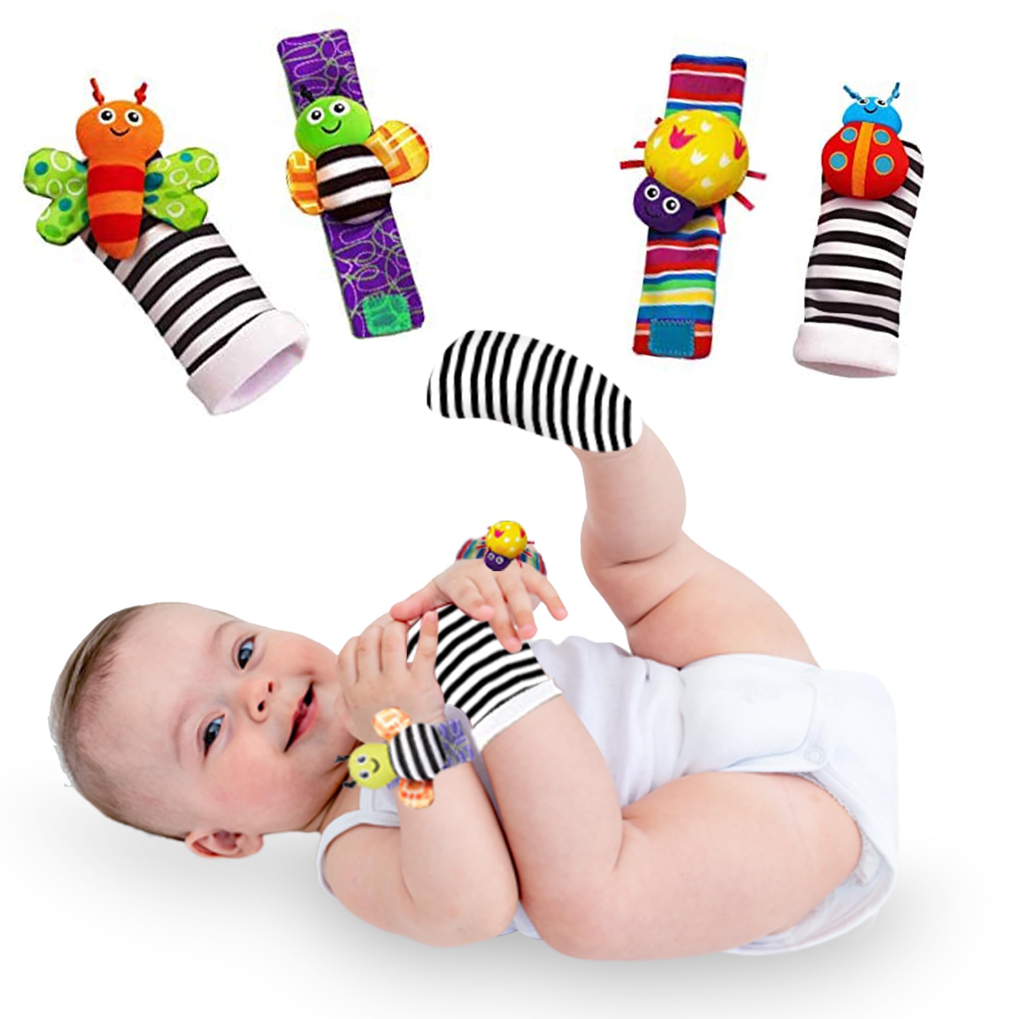 Baby Sensory Toys for Toddlers 1-3 T&A Outlet Socks Toys, Baby Stuff for Baby Boy Or Girl Gift- Infant Toys Bbay Toys 6-12 Months.4 Count (Pack of 1)