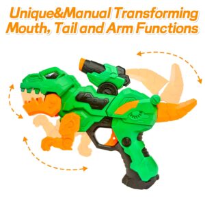 2 Pack Dinosaur Blasters Guns Toy for Boys- Gun Set for Kids Age 3-10 Years Party Supplies for Nerf Gun with 20 Foam Darts Birthday Dinosaur Toys for Kids