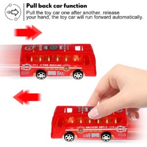 50 Pack Mini Fire Trucks Toy Bulk Firetruck Birthday Party Favor Red Vehicle Helicopter Motorcycle Party Supplies Cake Decoration and Bag Filler Gift for Kids Toddler over 6 Years, 7 Styles