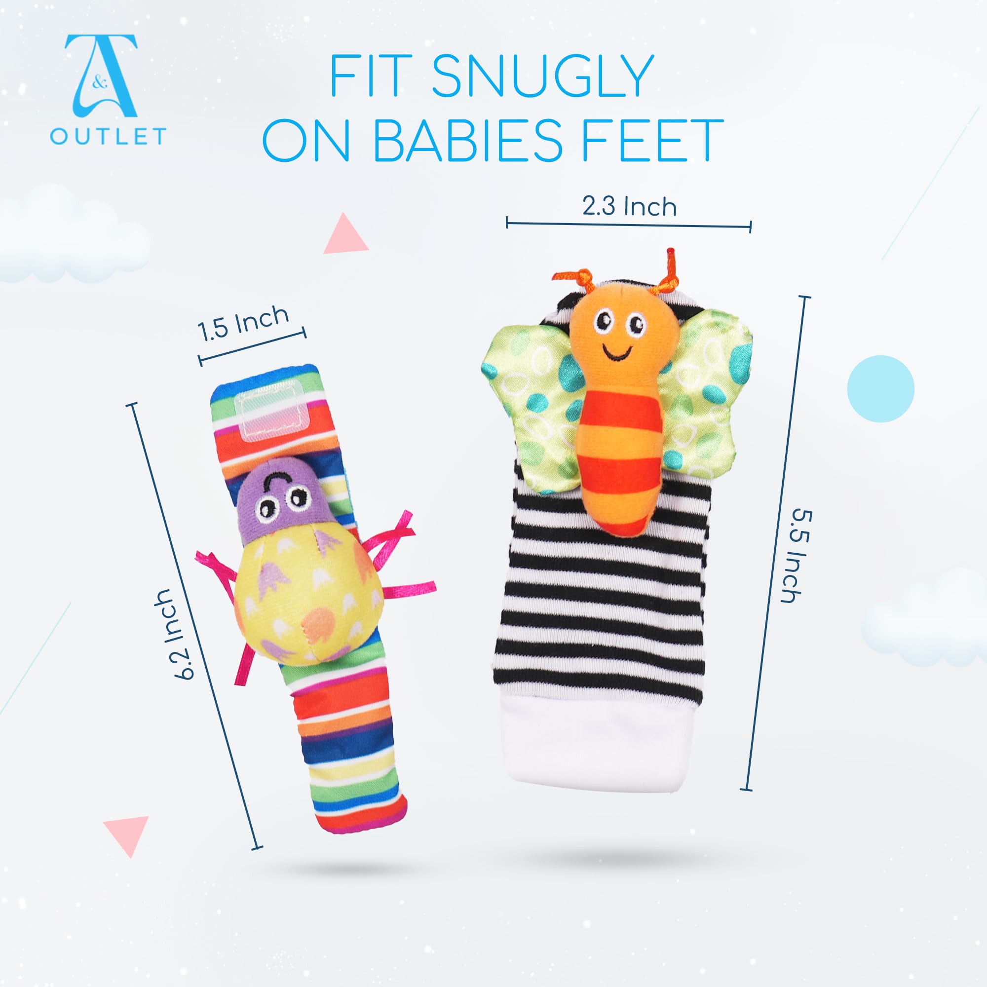 Baby Sensory Toys for Toddlers 1-3 T&A Outlet Socks Toys, Baby Stuff for Baby Boy Or Girl Gift- Infant Toys Bbay Toys 6-12 Months.4 Count (Pack of 1)