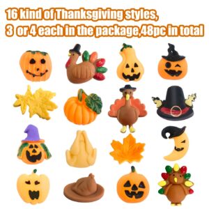 Holydeck 60 Pcs Thanksgiving Day Mochi Squishy Toys,Mini Cute Squeeze Toy Stress Reliever Anxiety Packs for Kids Thanksgiving Day Party Favor,Fall Decor,Fall Decrations (Thanksgiving)