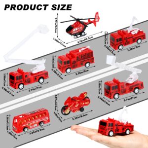 50 Pack Mini Fire Trucks Toy Bulk Firetruck Birthday Party Favor Red Vehicle Helicopter Motorcycle Party Supplies Cake Decoration and Bag Filler Gift for Kids Toddler over 6 Years, 7 Styles