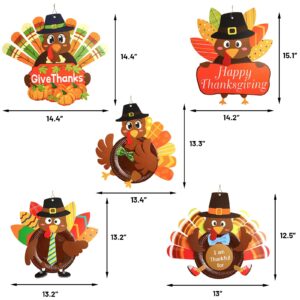 Fancy Land Turkey Craft Kits Make A Turkey Thanksgiving Crafts for Kids Door Hanging Ornament Party Favors Supplies 5 Set