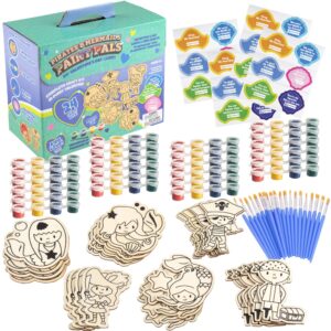 Mermaid & Pirate Wood Painting Kits (24 ct)- Perfect Goodie Bag Party Favors for Kids Birthday Party -Each has a Wood Craft, Paints, Brush & Sticker for Boys & Girls -Kids Multi-Item Party Favor Packs