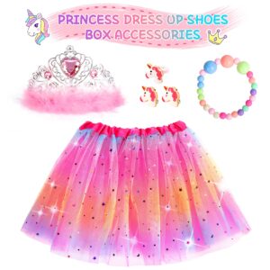 Princess Dress Up Toys 3-6 Years Old Girls' Gift Set, Princess Dress Up Shoes Set Include Toddler Jewelry Boutique Kit, Skirts 3 Pairs of Princess Dress Up Shoes, Pretend Role Play Gift Toy for Girls