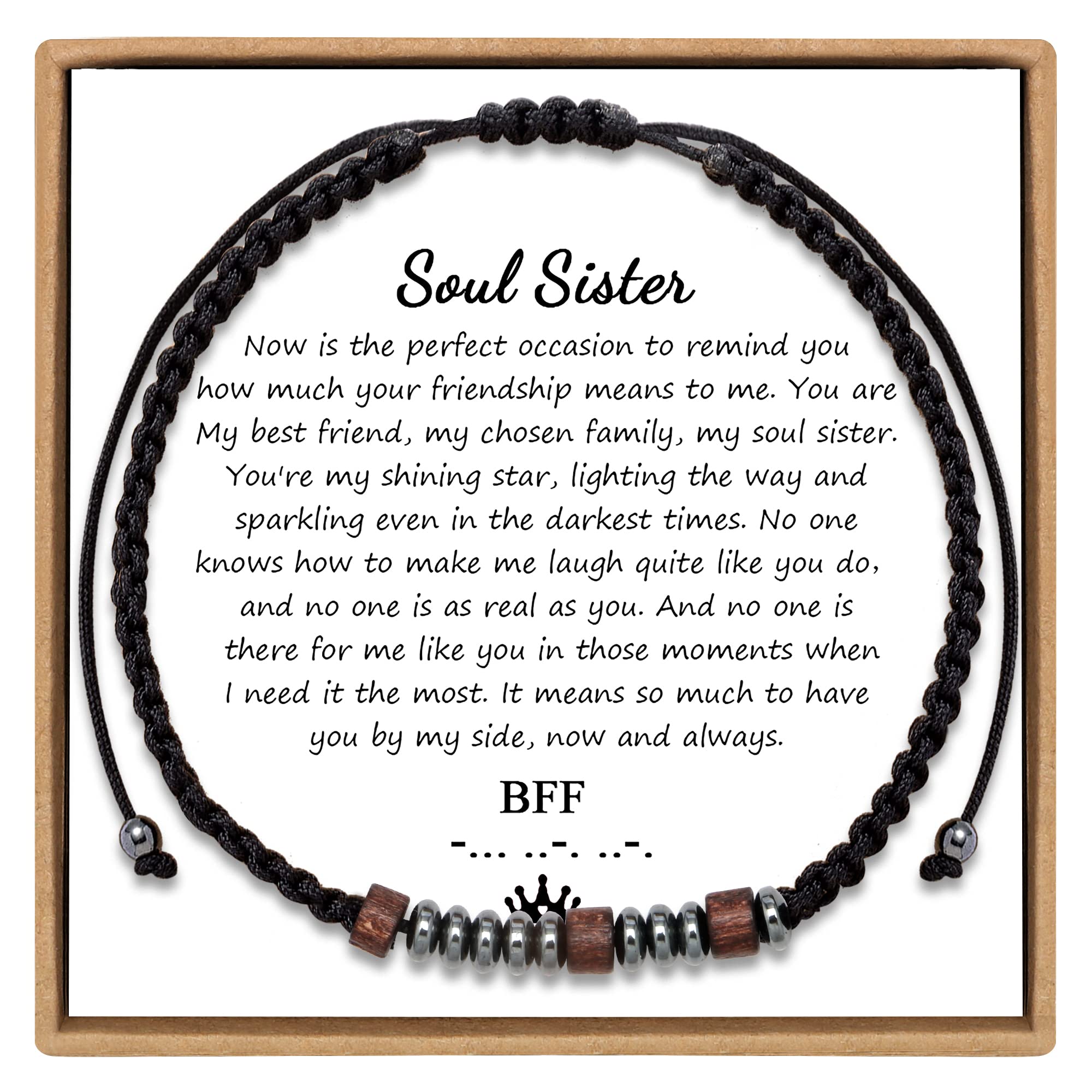 JoycuFF To My Soul Sister Bracelets from Sister Birthday Mother's Day Thanksgiving Day Christmas Gifts for Best Friend Morse Code Bracelets for Women Bff