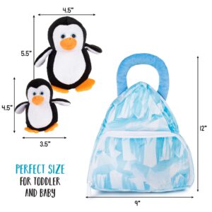 Talking Penguins Plush Toy Set | Includes 4 Talking Soft Plush Penguins with A Plush Glacier Shaped Carrier | Talking Animal Toys | Great Gift for Baby and Toddler Boys or Girls