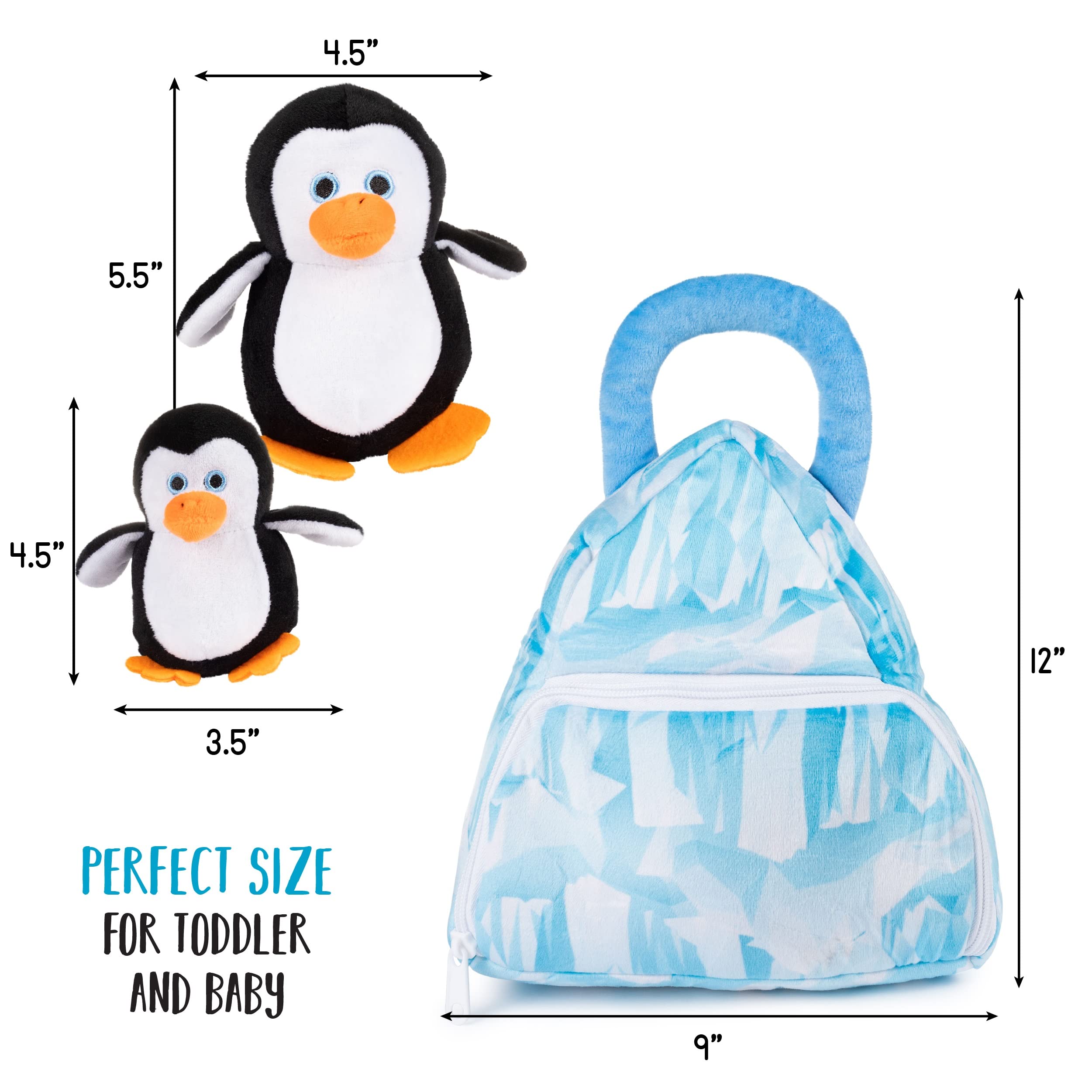 Talking Penguins Plush Toy Set | Includes 4 Talking Soft Plush Penguins with A Plush Glacier Shaped Carrier | Talking Animal Toys | Great Gift for Baby and Toddler Boys or Girls