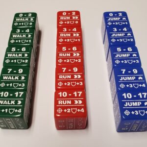 15x Battletech Movement Dice/Color Coded Walk Run Jump Movement Modifier Dice