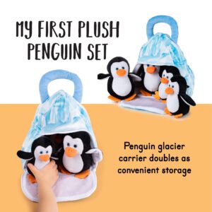 Talking Penguins Plush Toy Set | Includes 4 Talking Soft Plush Penguins with A Plush Glacier Shaped Carrier | Talking Animal Toys | Great Gift for Baby and Toddler Boys or Girls