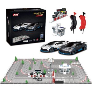 AGM MASTECH Mini Deluxe Block Building N Slot car Race Set GD-12 at 1:87 Scale