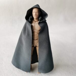 SSbeauty M 1/12 Scale Fabric Cape Cloak with Hat for 6" 1:12 SHF Figma Body Action Figure Clothes（no Figure (Gray Cloak)