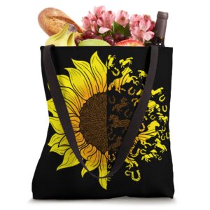 Sunflower Half Petals Horse Horseshoes Flower Equestrian Tote Bag