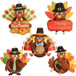 fancy land turkey craft kits make a turkey thanksgiving crafts for kids door hanging ornament party favors supplies 5 set