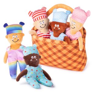 Basket of Babies | Multicultural Baby Dolls | Diverse Baby Dolls | Dolls for Toddlers | Toddler Baby Doll | 5 Dress Up Dolls with Basket Carrier | Removable Clothing Great Hand Eye Coordination