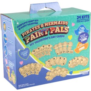 Mermaid & Pirate Wood Painting Kits (24 ct)- Perfect Goodie Bag Party Favors for Kids Birthday Party -Each has a Wood Craft, Paints, Brush & Sticker for Boys & Girls -Kids Multi-Item Party Favor Packs