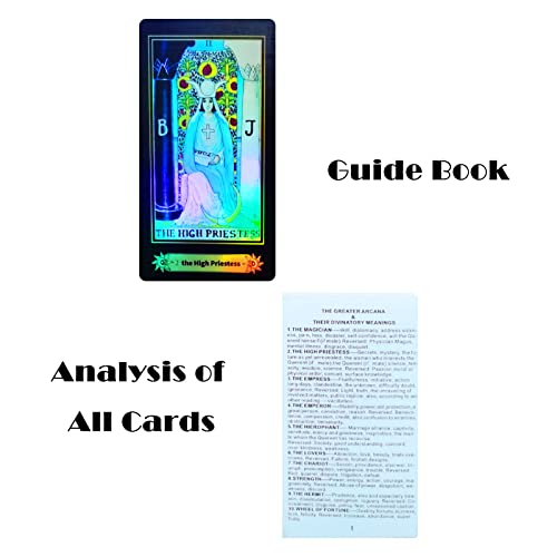 Smoostart 78 Tarot Cards with Guidebook, Holographic Tarot Cards Deck Future Telling Game with Colorful Box for Beginners and Professional Player