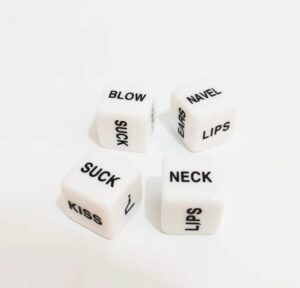 english fun white couple dice,dice with action instructions in english,2 pieces to play together,36 ways to play,acrylic(4 pieces)